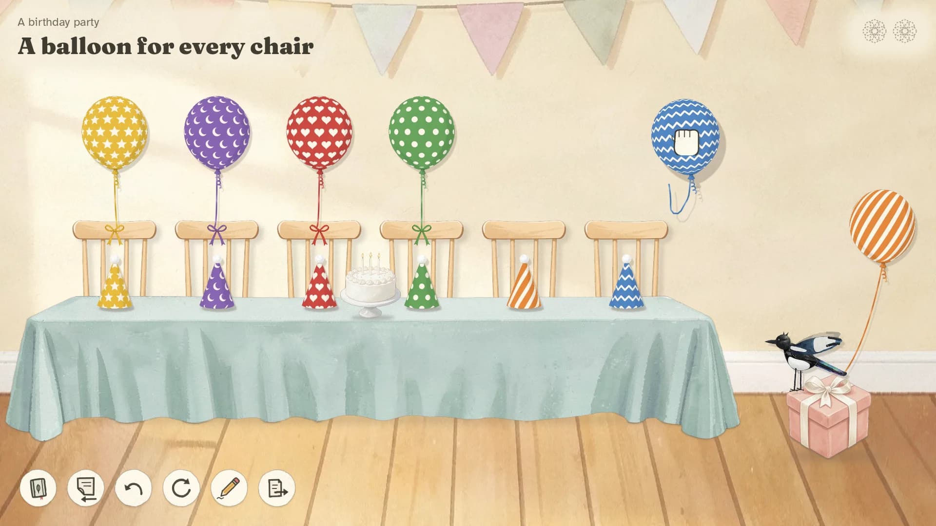 Oddly Orderly — Matching balloons to party hats · Development build