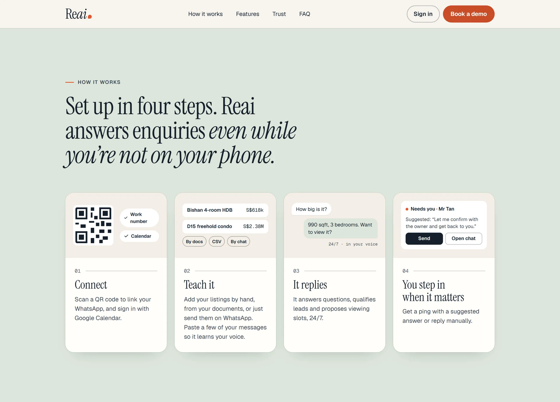 Reai — Setup in four steps · Illustrative